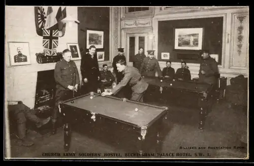AK Church Army Soldiers` Hostel in the Buckingham Palace Hotel, Billiard and recreation room