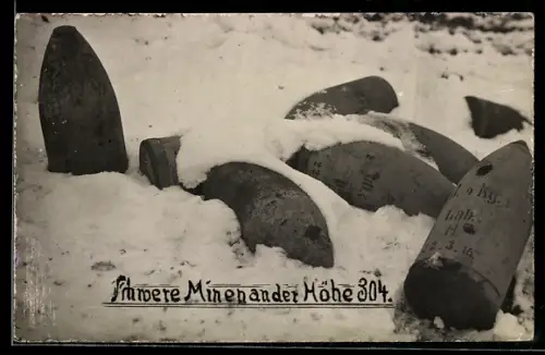 AK Verdun, Geschosse im Schnee, Schwere Minen an der Höhe 304