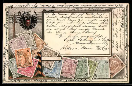 AK Verschiedene österreichische Briefmarken mit Doppeladler-Wappen