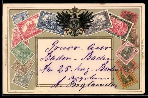 AK Briefmarken des Deutschen Reiches mit Reichsadler