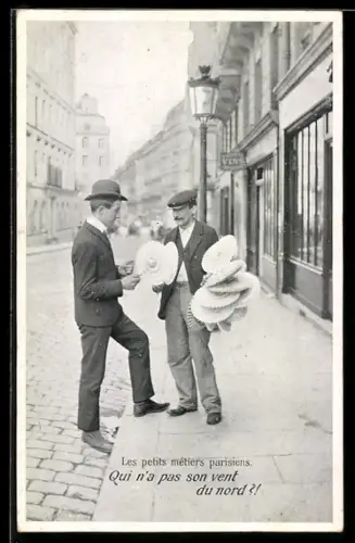 AK Paris, Mann unterhält sich mit einem Hutverkäufer