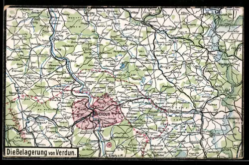 AK Verdun, Schlachtfeld mit Umgebung