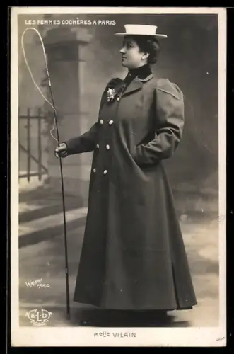 AK Paris, Les femmes cochères à Paris, Emanzipation, Mademoiselle Vilain