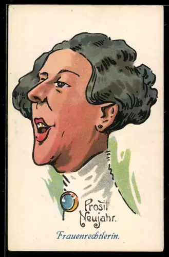 AK Frauenrechtlerin mit Brosche im Profil