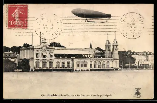 AK Enghien-les-Bains, Le Casino, Facade principale, Zeppelin