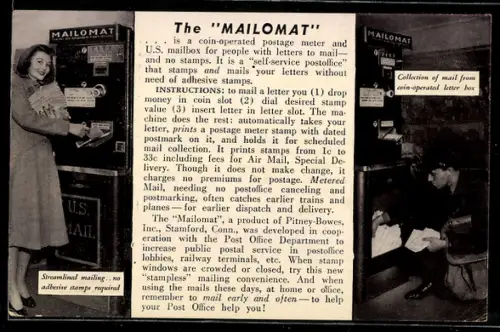 AK The Mailomat, Brieftechnik, Coin-operated postage meter