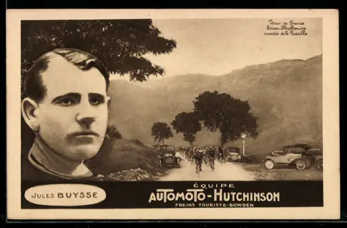 AK Reklame für Automoto, Radrennfahrer Jules Buysse