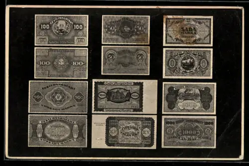 AK Verschiedene estnische Geldscheine