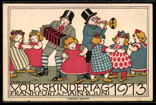 AK Frankfurt a. M., Volkskindertag 1913, Kinder im Reigen