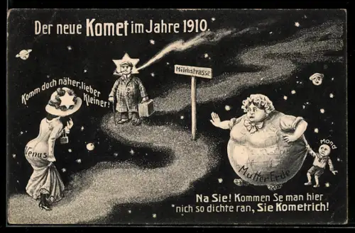 AK Zukunft, Der neue Komet im Jahre 1910, Venus lockt, Mutter Erde wehrt Kometen ab