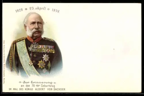 Künstler-AK König Albert von Sachsen zum 70. Geburtstag