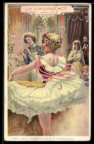 Künstler-AK H. Schubert: Schöne Ballerina wird von einem Dienstmädchen beklatscht