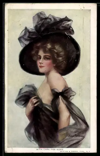 Künstler-AK Philip Boileau: Frau hüllt sich in schwarze Tücher