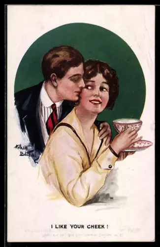 Künstler-AK Arthur Butcher: Elegantes Paar mit einer Tasse Tee