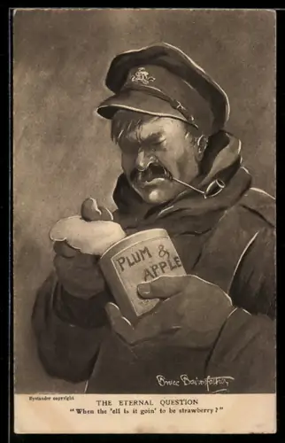 Künstler-AK Bruce Bairnsfather: Matrose mit Pfeife ist mit seinem Essen unzufrieden