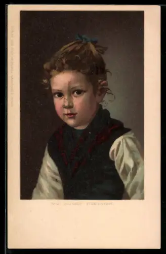 Künstler-AK Mizi Wunsch: Porträt eines kleines Mädchens Studienkopf