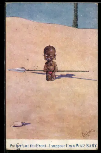 Künstler-AK T. Gilson: Kleines Kind mit einem Speer