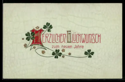 AK Mit Kleeblättern geschmückter Neujahrsgruss