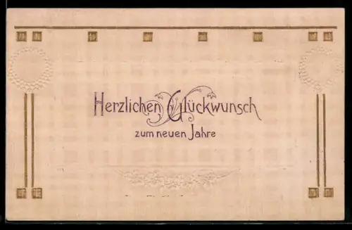 Präge-AK Fein verzierter Neujahrsgruss