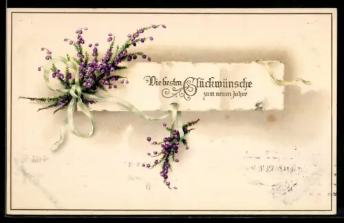 AK MIt Blumen geschmückter Neujahrsgruss