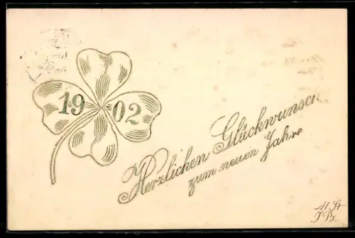 AK Neujahrsgruss mit Kleeblatt