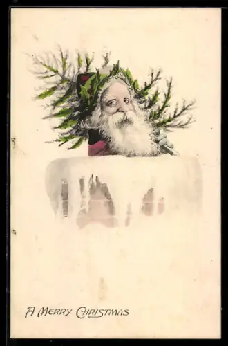 AK Weihnachtsmann mit einer Tanne auf den Schultern