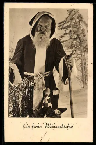 AK Weihnachtsmann mit Weihnachtsbaum und Geschenken