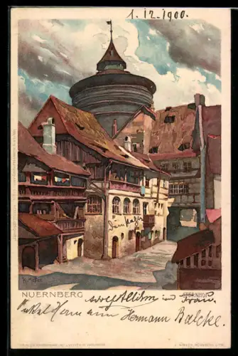 Künstler-AK Karl Mutter: Nürnberg, Blick in den Sternhof