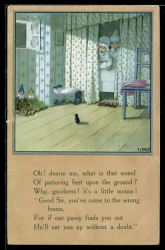 Künstler-AK Pauli Ebner: Maus nacht vor dem Bett der Kinder