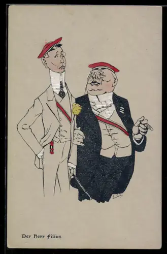 Künstler-AK Der Herr Filius, studentische Szene