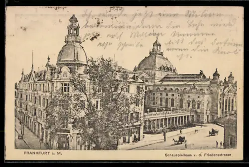 AK Frankfurt a. M., Schauspielhaus von der Friedensstrasse