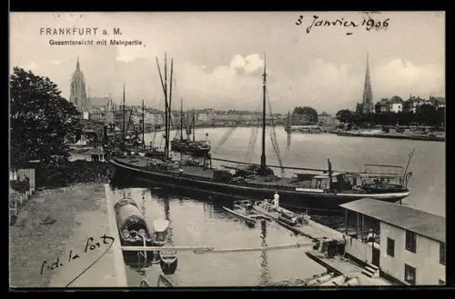 AK Frankfurt a. M., Gesamtansicht mit Mainpartie