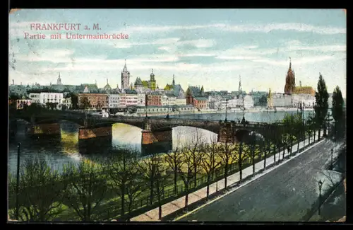 AK Frankfurt a. M., Partie mit Untermainbrücke