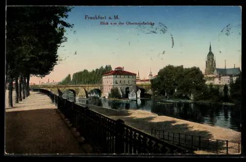 AK Frankfurt-Sachsenhausen, Blick von der Obermainbrücke