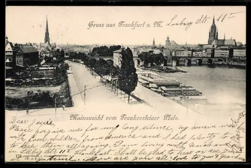 AK Frankfurt-Sachsenhausen, Mainansicht vom Frankensteiner Platz