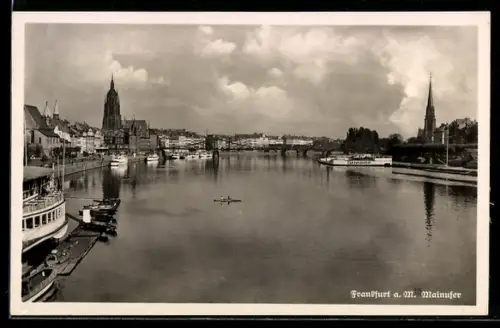 AK Alt-Frankfurt, Mainufer, Dom, Brücke