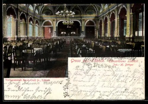 AK Lübeck, Café und Konzerthaus Concerthaus Lübeck, Inh. H. Böttger