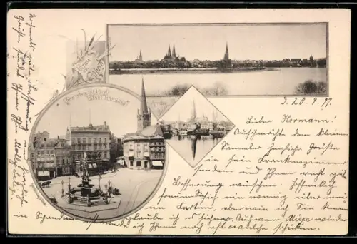AK Lübeck, Markt, Hafen, Ortsansicht mit Hotel Stadt Hamburg