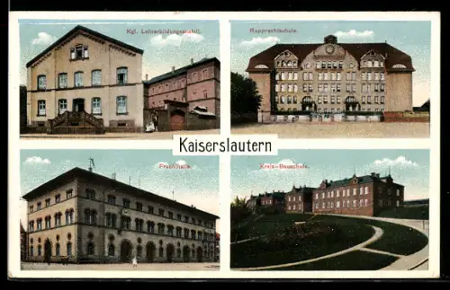 AK Kaiserslautern, Kgl. Lehrerbildungsanstalt, Rupprechtschule, Kreisbauschule, Fruchthalle