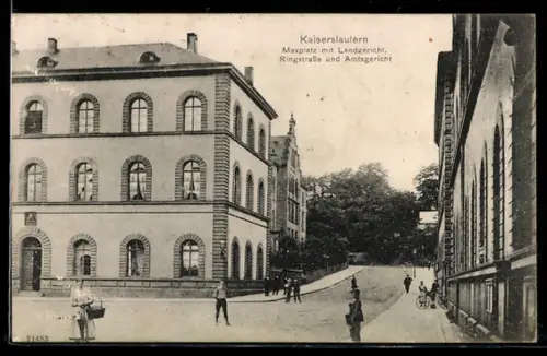 AK Kaiserslautern, Maxplatz mit Landgericht, Ringstrasse und Amtsgericht
