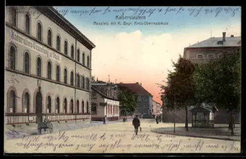 AK Kaiserslautern, Maxplatz, K. Bayr. Kreis-Oberrealschule, Naturaliensammlung der Stadt