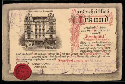 AK Frankfurt am Main, Herberge Krokodil Kaiserstrasse 55