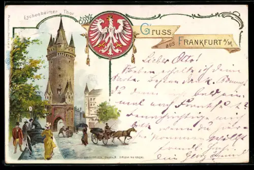 Lithographie Frankfurt a. M., Eschenheimer Thor