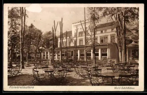 AK Kaiserslautern, Restaurant Wald-Schlösschen, Aussenbereich für Gäste