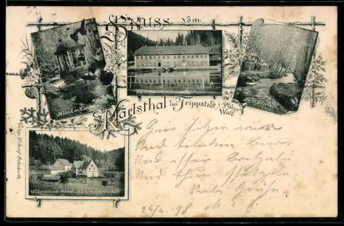 AK Trippstadt i. Pfälzer Wald, Kiosk, Villa Gienauth und Willensteiner Mühle im Karlstal