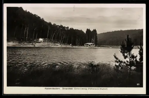 AK Kaiserslautern, Strandbad Gelterswoog, Ansicht vom Wasser