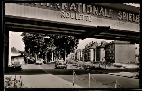 AK Kaiserslautern, Stadtausfahrt Mannheimer Strasse, Neonschrift Internationale Spielbank Roulette