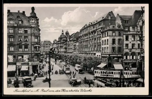 AK Frankfurt a. M., Zeil von der Konstabler Wache, Strassenbahnen