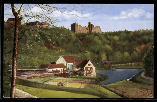 AK Kaiserslautern, Karlstal, Klugsche Mühle u. Ruine Wilenstein