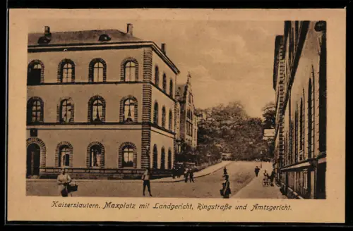 AK Kaiserslautern, Maxplatz mit Landgericht, Ringstrasse und Amtsgericht